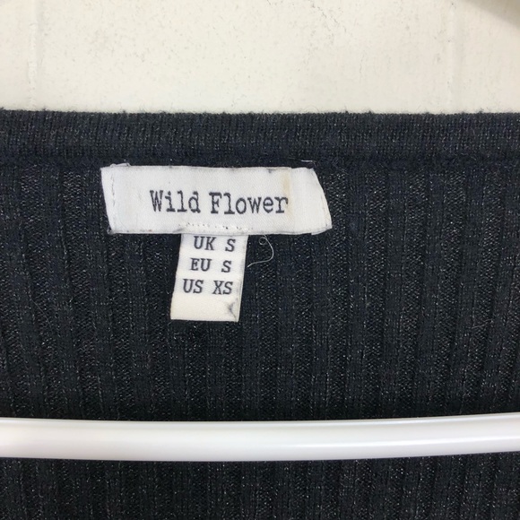 ASOS Wild Flower Ribbed Sparkle V-Neck Sweater Sz S - Picture 4 of 11